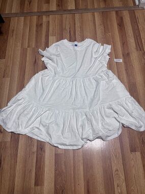 Womens White Tiered Ruffle Dress - Classic Summer Style